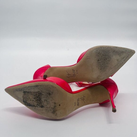 Giuseppe Zanotti Patent Leather Hot Pink Pointed Toe D'Orsay Pumps Heels 38.5 - Picture 8 of 11